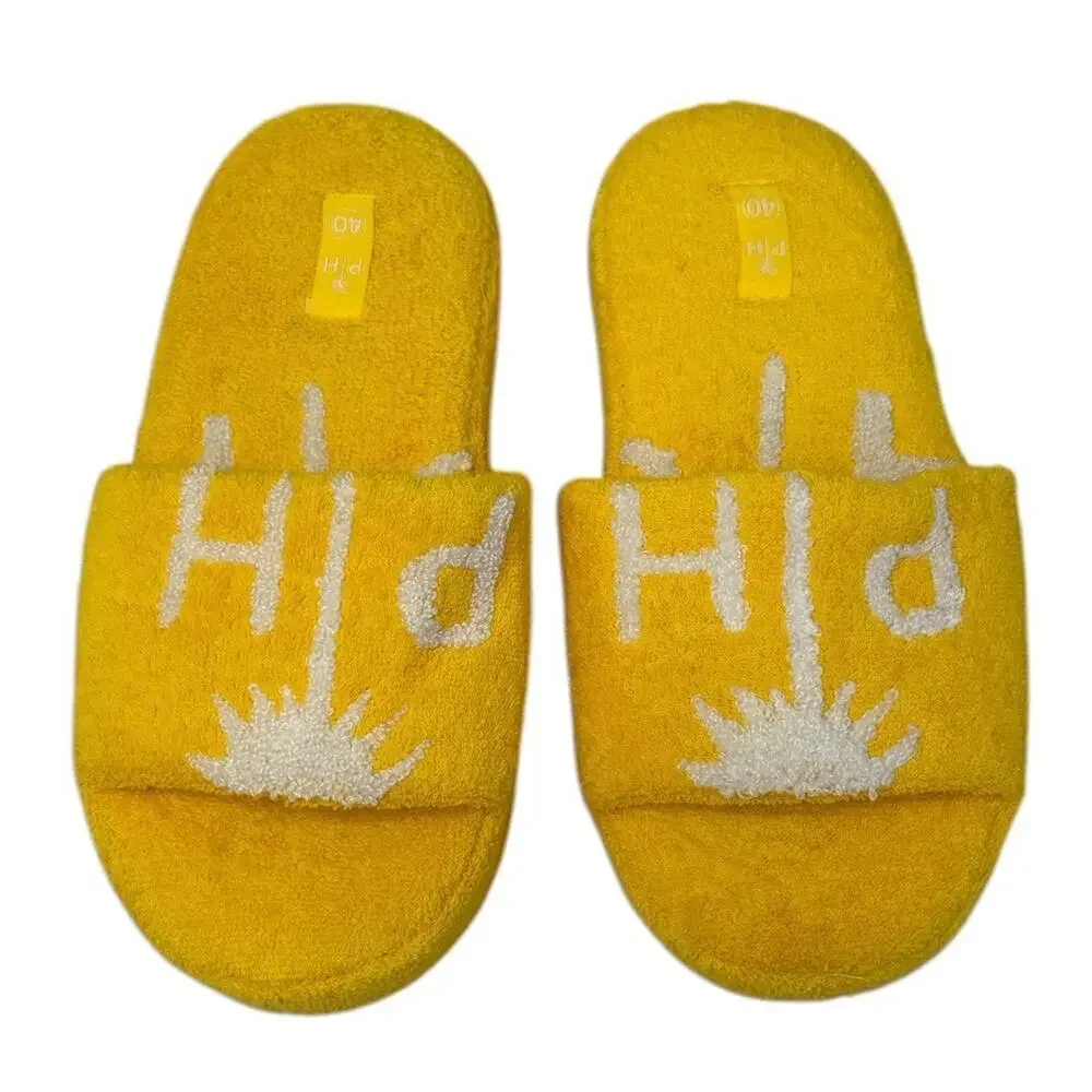PH Palm Heights Collection Terry Cloth Beach Slides Yellow Sandals Slippers 40
